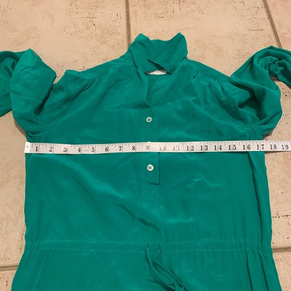 Rare Vintage 1970s Pierre Balmain Paris 100% Silk Green Midi Dress Size 6 - Picture 3 of 5